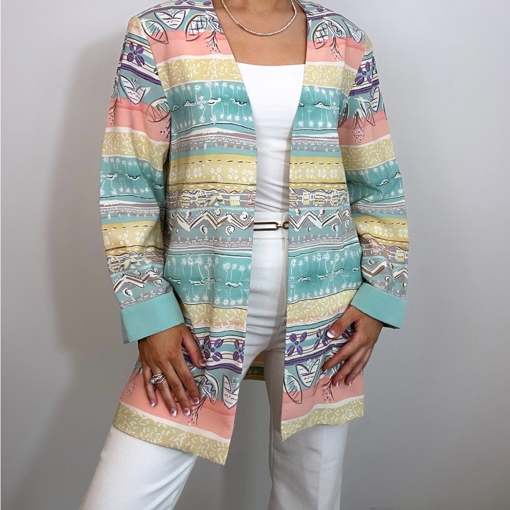Vintage Multicolor Leslie Belle Light Weight Open Jacket Shawl